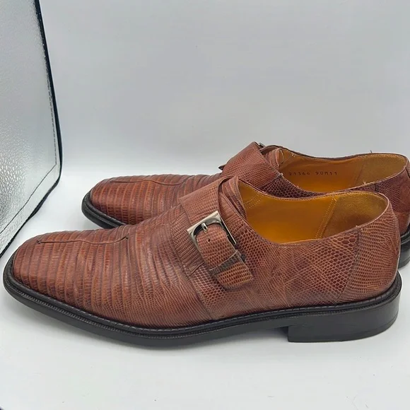 Paolo De Marco by Mezlan Genuine lizard men's shoes with monk strap 11M - Picture 4 of 15